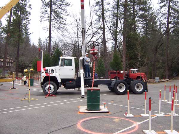 Mobile Crane behind Practical Exam Low View