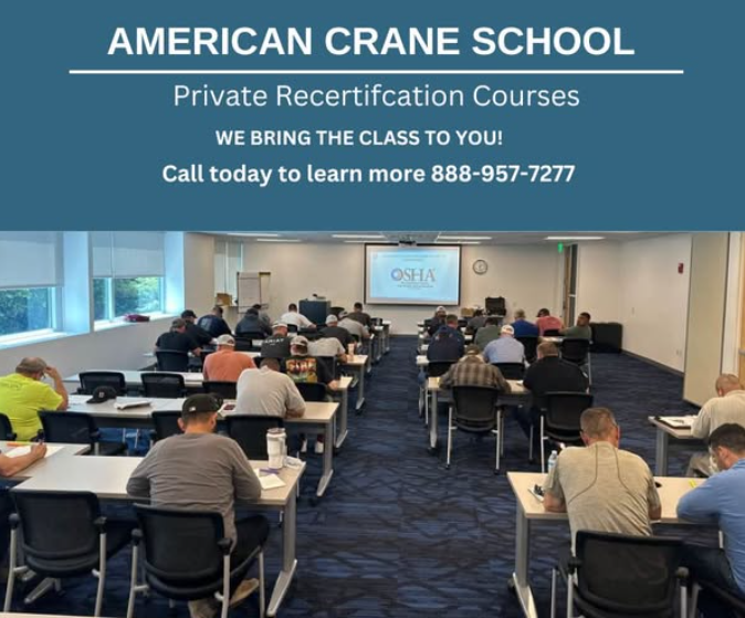 Private Class students studying for crane operator recertification written exam